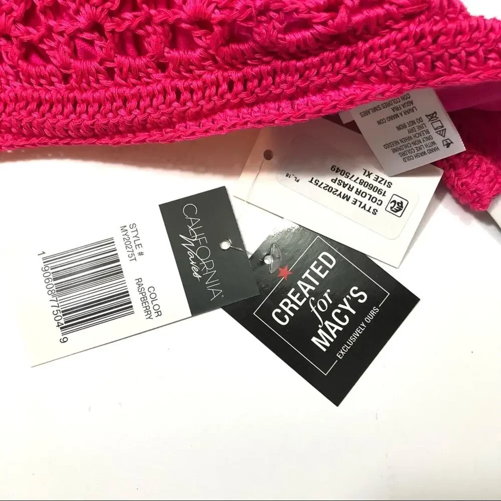 California Waves pink crochet bralette swim top
